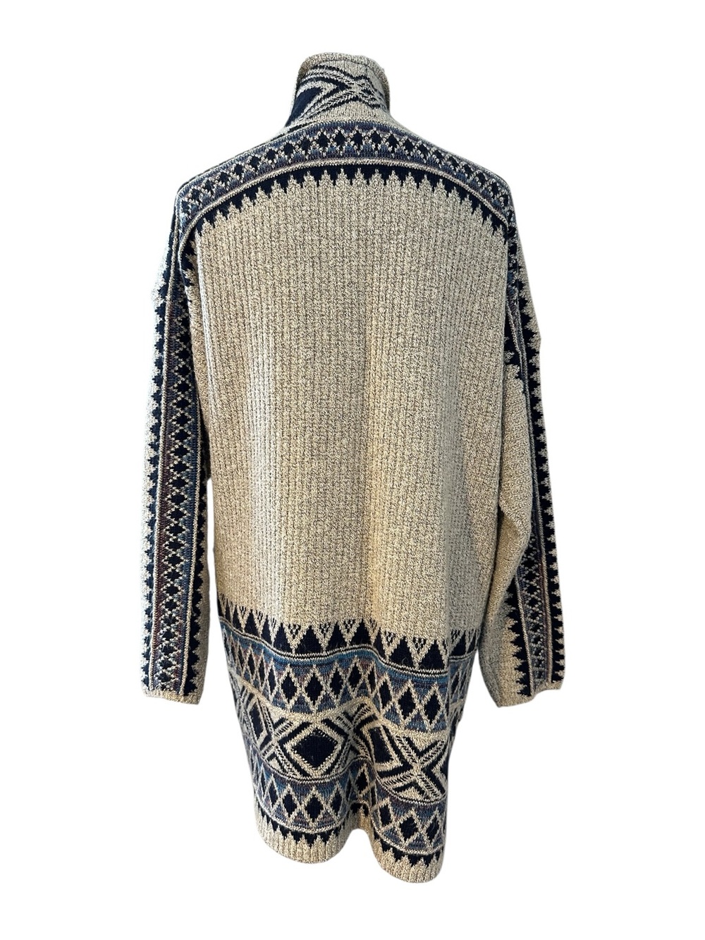 Lucky Brand Blue and Cream Knit Cardigan Sweater - Picture 3 of 13
